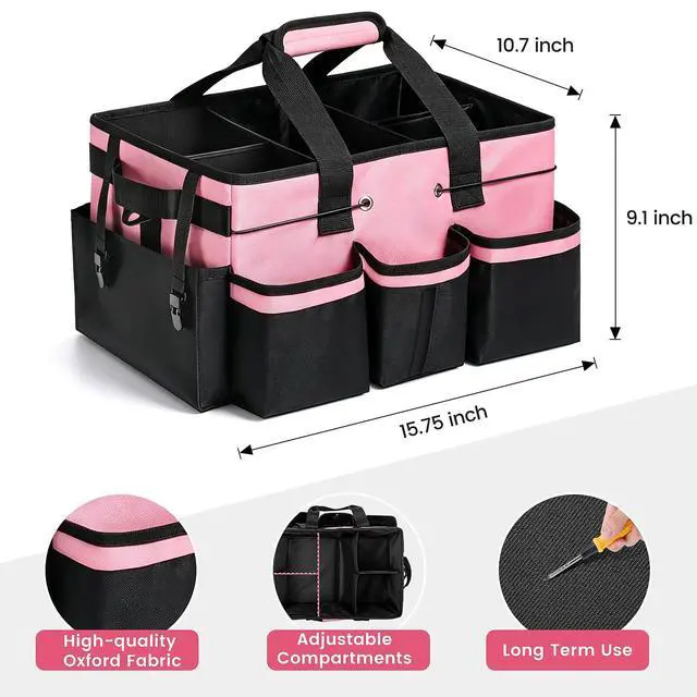 Alt view image 2 of 6 - Wearable Large Cleaning Caddy Bag with Dividers, Household Cleaning Caddy for Cleaning Supplies Organizer Car Wash, Cleaner Tote Detailing Bag with Shoulder Strap and Handles for Housekeeper Storage