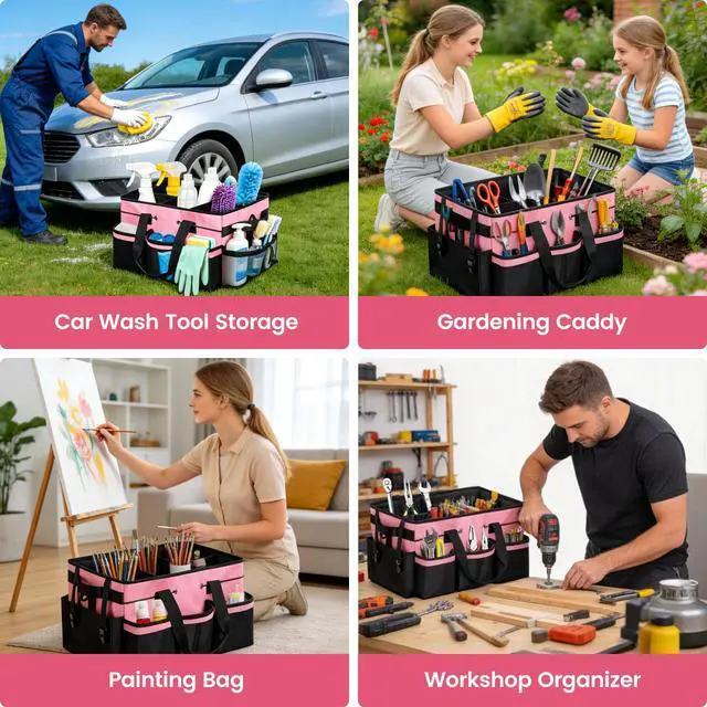 Alt view image 6 of 6 - Wearable Large Cleaning Caddy Bag with Dividers, Household Cleaning Caddy for Cleaning Supplies Organizer Car Wash, Cleaner Tote Detailing Bag with Shoulder Strap and Handles for Housekeeper Storage
