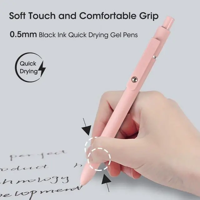Alt view image 5 of 6 - Gel Pens 10pcs 0.5mm Quick Dry Black Ink Fine Point Pens