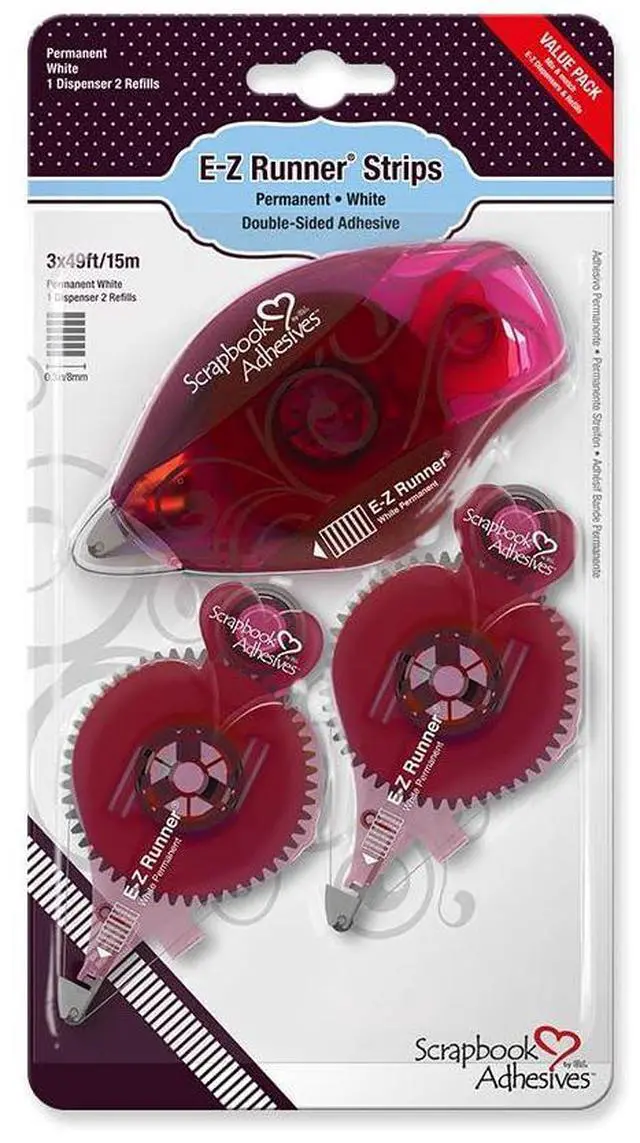 Main image of by 3L 3L Scrapbook Adhesives E-Z Runner Permanent Refillable Dispenser, Value Pack, Dispenser + 2 Refill Cartridges