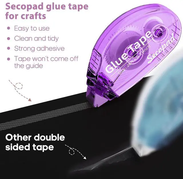 Alt view image 4 of 6 - 12 Pack Scrapbook Tape, Double Sided Tape Roller for Crafts, Adhesive Glue Runner for Scrapbooking Journal Supplies, Glue Roller for School Office, 0.3IN x 26FT, Bright-Colored Shell