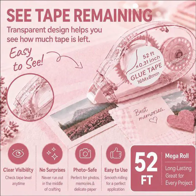 Alt view image 4 of 7 - Double Sided Tape Roller, Scrapbook Glue Tape 6 Pack, Extra-Long