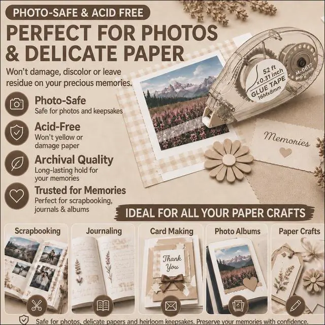 Alt view image 5 of 7 - Double Sided Tape Roller, 8 Pack, Extra-Long 52 Ft Each