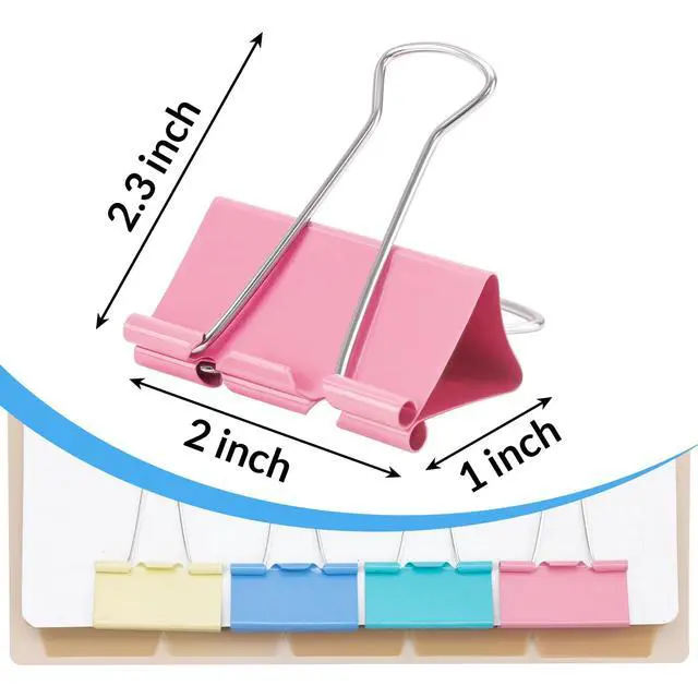 Alt view image 3 of 7 - 32 Pack Binder Clips, 2 Inch, Assorted Colors