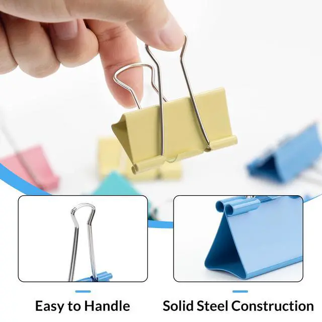 Alt view image 6 of 7 - 32 Pack Binder Clips, 2 Inch, Assorted Colors