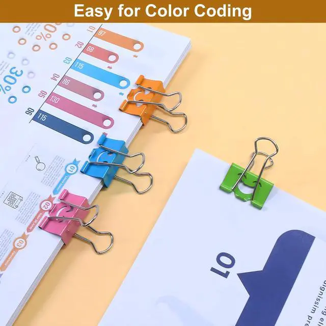 Alt view image 5 of 7 - Cute Smiley Face Binder Clips, 48 Pack 1 Inch Medium Metal Paper Clamps, Assorted Colors Hollow Design for Office School Home Organization (25mm)