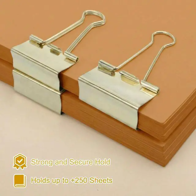 Alt view image 4 of 6 - 12 Pack 2 Inch Extra Large Binder Clips Big Paper Clamps Metallic Large Paper Clips with Grip Reusable Office Organization Supplies for School Office Home (Gold)