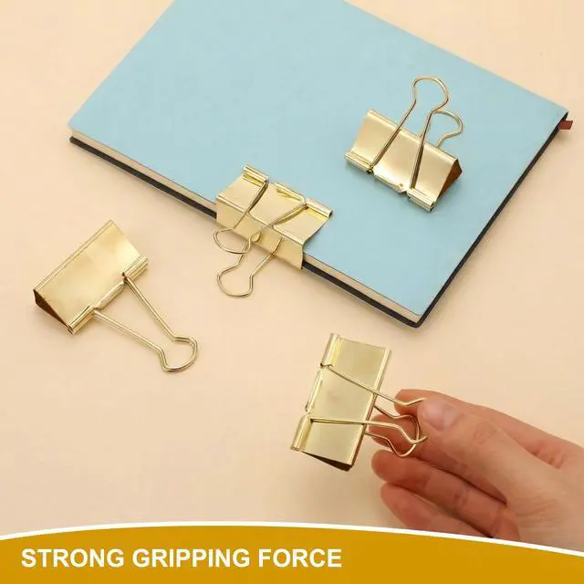 Alt view image 6 of 6 - 12 Pack 2 Inch Extra Large Binder Clips Big Paper Clamps Metallic Large Paper Clips with Grip Reusable Office Organization Supplies for School Office Home (Gold)