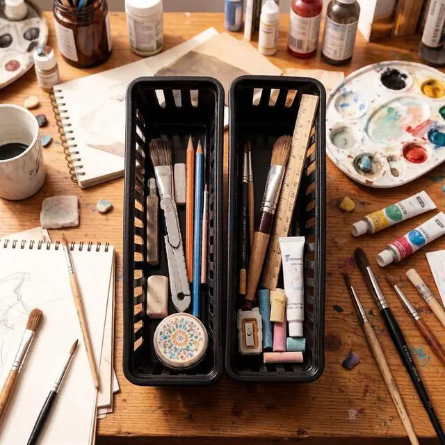 Alt view image 5 of 7 - 12 Pack Black Pen and Pencil Organizer Trays-Desktop Office Supply Storage Baskets-Multipurpose Classroom Organization Trays for School Office
