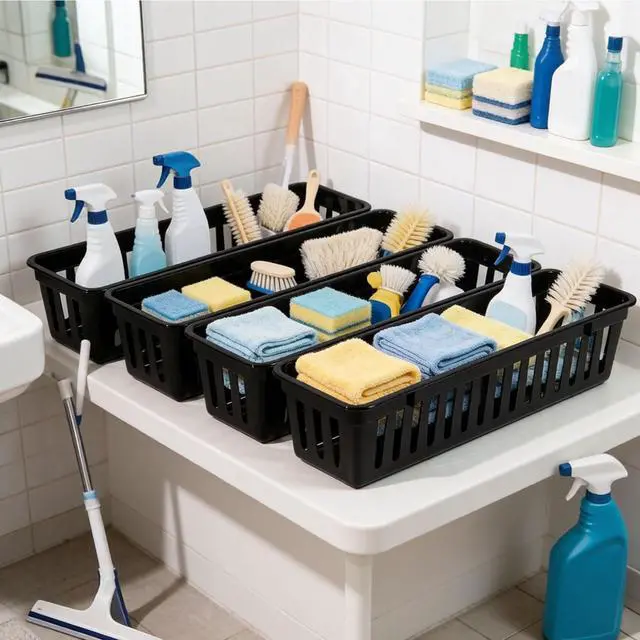 Alt view image 6 of 7 - 12 Pack Black Pen and Pencil Organizer Trays-Desktop Office Supply Storage Baskets-Multipurpose Classroom Organization Trays for School Office