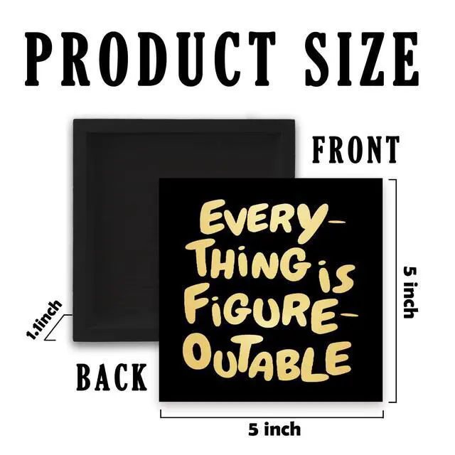 Alt view image 7 of 7 - Inspirational Black Gold Office Decor, Every Thing is Figure Outable Motivational Office Accessories Wooden Box Sign, Inspirational Gifts for Women, Men Wall Desk Shelf Tabletop Decoration