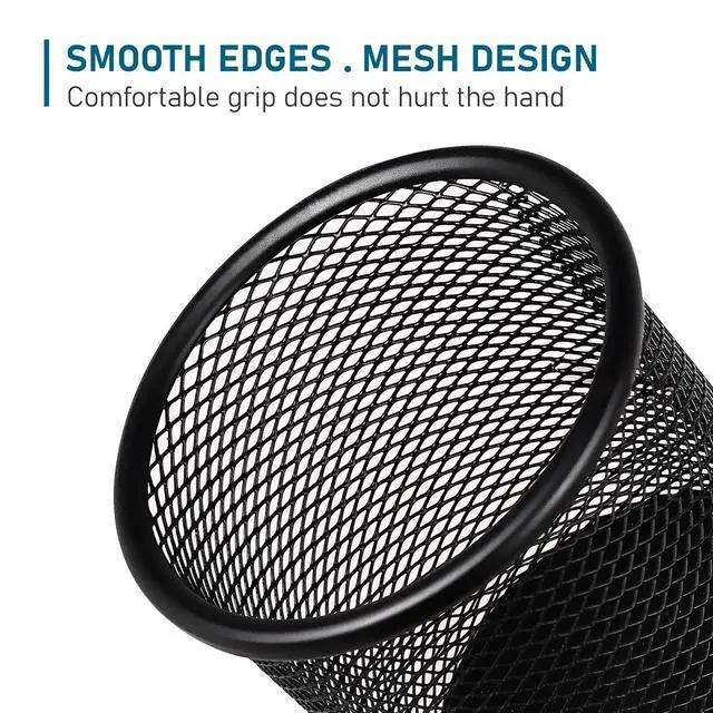 Alt view image 4 of 7 - Mesh Pencil Cup for Desk 6 Pack, Black Pen Holder 3.54"x3.93"