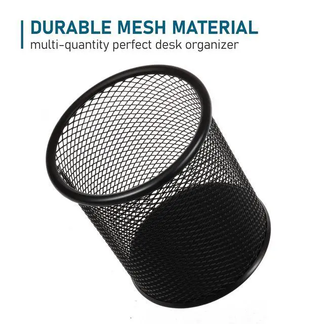 Alt view image 6 of 7 - Mesh Pencil Cup for Desk 6 Pack, Black Pen Holder 3.54"x3.93"