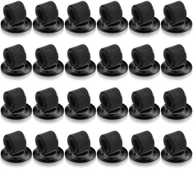 Main image of 24 Pcs Pen Holder Clips Manganese Steel Holder Self Adhesive Pen Pencil Organizer with Adjustable Spring Loop for Refrigerator Whiteboard Erase Board Bulletin Map Home Office(Black)