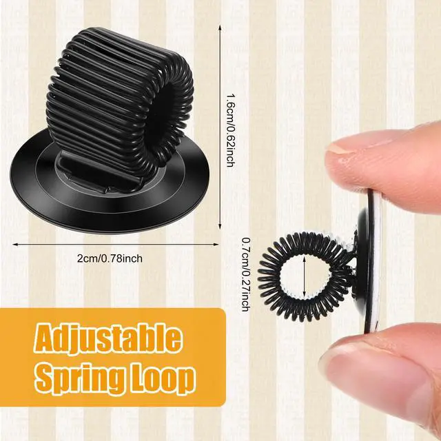 Alt view image 2 of 7 - 24 Pcs Pen Holder Clips Manganese Steel Holder Self Adhesive Pen Pencil Organizer with Adjustable Spring Loop for Refrigerator Whiteboard Erase Board Bulletin Map Home Office(Black)