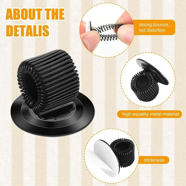 Alt view image 3 of 7 - 24 Pcs Pen Holder Clips Manganese Steel Holder Self Adhesive Pen Pencil Organizer with Adjustable Spring Loop for Refrigerator Whiteboard Erase Board Bulletin Map Home Office(Black)