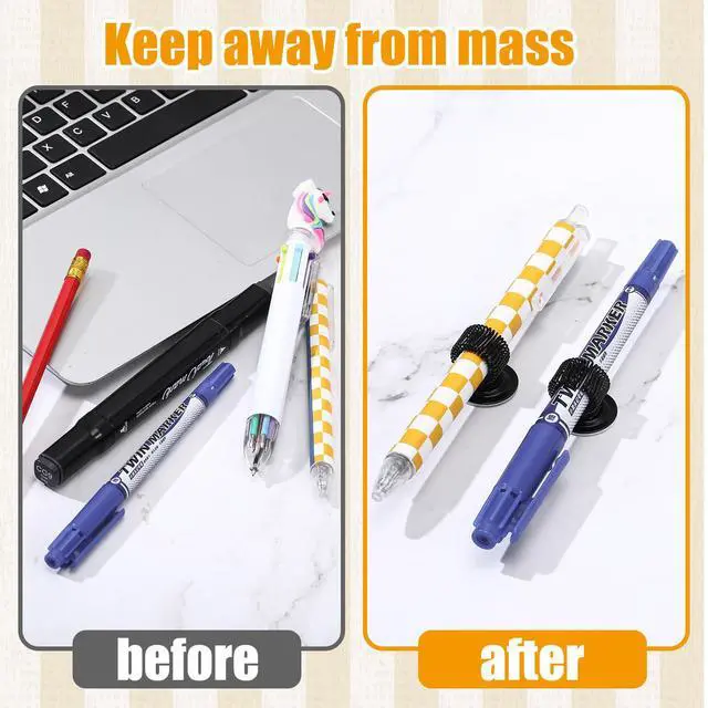 Alt view image 7 of 7 - 24 Pcs Pen Holder Clips Manganese Steel Holder Self Adhesive Pen Pencil Organizer with Adjustable Spring Loop for Refrigerator Whiteboard Erase Board Bulletin Map Home Office(Black)