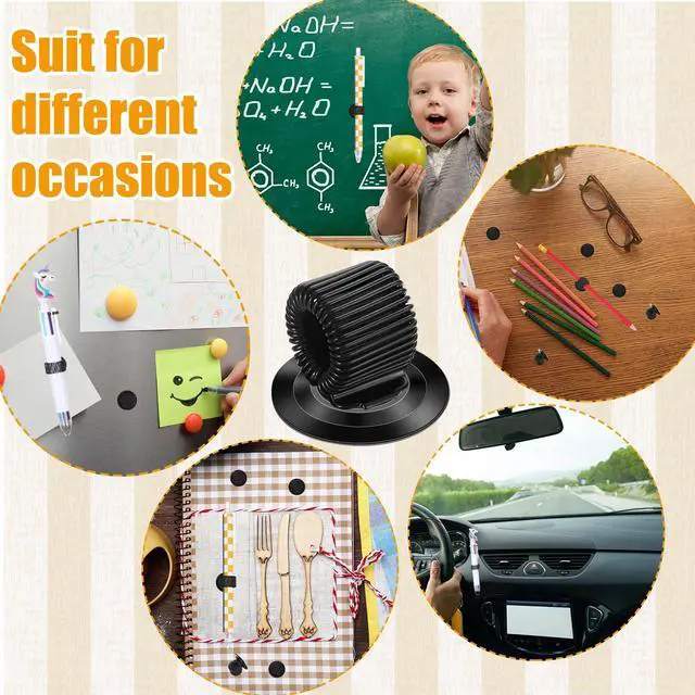Alt view image 5 of 7 - 24 Pcs Pen Holder Clips Manganese Steel Holder Self Adhesive Pen Pencil Organizer with Adjustable Spring Loop for Refrigerator Whiteboard Erase Board Bulletin Map Home Office(Black)