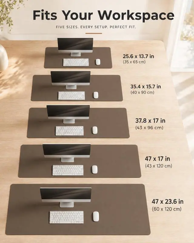 Alt view image 4 of 7 - Dual-Sided Desk Pad - Leather Desk Mat, Natural Cork Desk Pad Protector, Large Mouse Pad for Desk, Waterproof Desk Blotter Pad, Desk Writing Pad for Office Work/Home, Coffee (35.4" x 15.7")