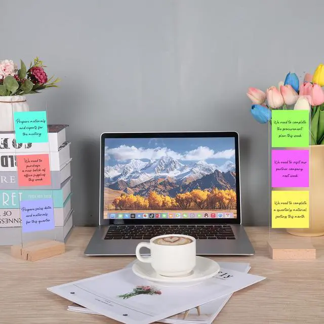 Alt view image 4 of 7 - 3PCS Monitor Memo Board Acrylic Detachable Sticky Note Holder for Computer Screen Clear Multifunction Portable Memo Message Board Holder Office Desk Accessories Desktop Organization