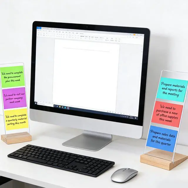 Alt view image 7 of 7 - 3PCS Monitor Memo Board Acrylic Detachable Sticky Note Holder for Computer Screen Clear Multifunction Portable Memo Message Board Holder Office Desk Accessories Desktop Organization