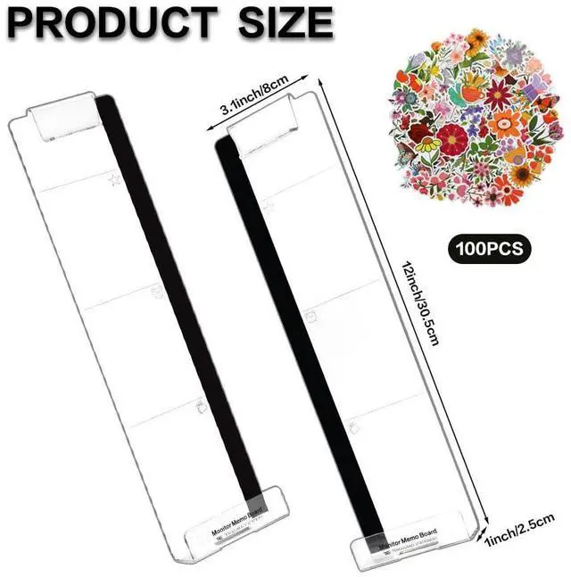 Alt view image 2 of 7 - Office Desk Accessories 2 PCS Computer Memo Board with 100 PCS Floral Stickers, Office Supplies for Women Men Computer Message Board with Phone Holder Office Essentials