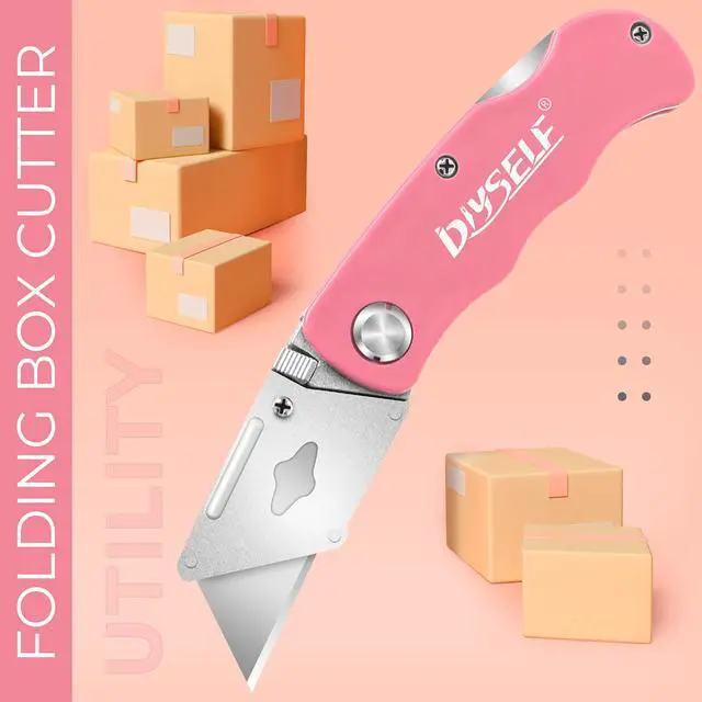 Alt view image 2 of 6 - Knife 7 Pack Box Cutters, Back Lock Design, Quick Change Blade, Razor Knife Folding Utility Knives for Work, Boxes, Cardboard, Carton, Carpet