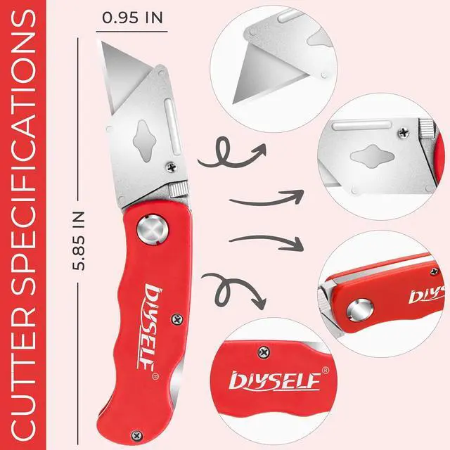 Alt view image 3 of 6 - Knife 7 Pack Box Cutters, Back Lock Design, Quick Change Blade, Razor Knife Folding Utility Knives for Work, Boxes, Cardboard, Carton, Carpet