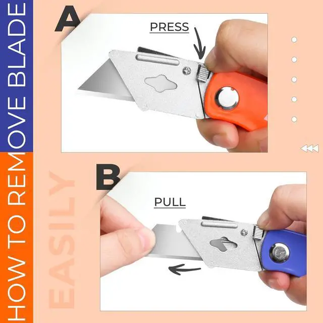 Alt view image 5 of 6 - Knife 7 Pack Box Cutters, Back Lock Design, Quick Change Blade, Razor Knife Folding Utility Knives for Work, Boxes, Cardboard, Carton, Carpet