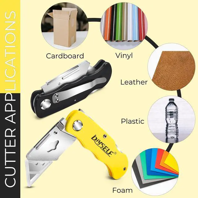 Alt view image 6 of 6 - Knife 7 Pack Box Cutters, Back Lock Design, Quick Change Blade, Razor Knife Folding Utility Knives for Work, Boxes, Cardboard, Carton, Carpet