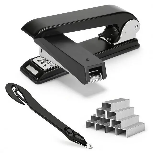 Main image of Desktop Stapler with Rotatable Swing-Arm, 25-Sheet Capacity, Heavy-Duty Black Metal Construction for Office, Booklet and Paper Binding