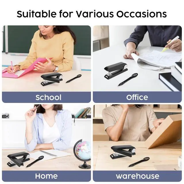 Alt view image 5 of 5 - Desktop Stapler with Rotatable Swing-Arm, 25-Sheet Capacity, Heavy-Duty Black Metal Construction for Office, Booklet and Paper Binding