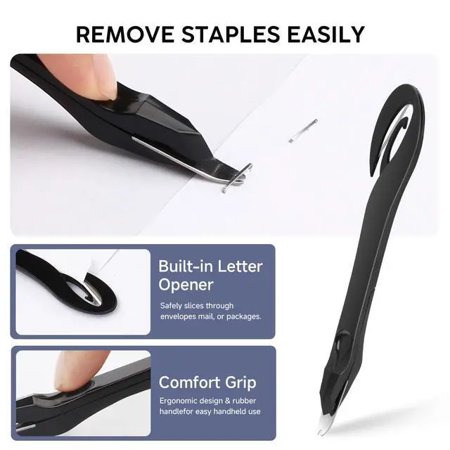 Alt view image 4 of 5 - Desktop Stapler with Rotatable Swing-Arm, 25-Sheet Capacity, Heavy-Duty Black Metal Construction for Office, Booklet and Paper Binding