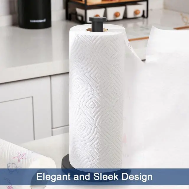 Alt view image 6 of 7 - Standing Paper Towel Holder, Kitchen Paper Towel Tissue Holder- for Bathroom Countertop, Standard or Jumbo-Sized Roll Paper (with Stainless Steel Base, Matte Black)