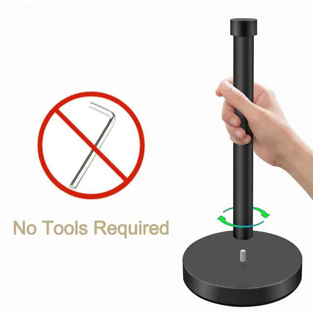 Alt view image 5 of 7 - Black Paper Towel Holder Countertop, Stainless Steel Standing Paper Towel Holder with Sturdy Non-Slip Base, for Any Space, Matte Black