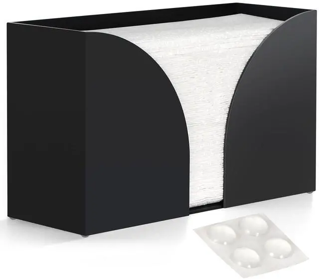 Main image of Multifold Paper Towel Dispenser Countertop - Matte Black Paper Towel Holder Bathroom, Durable Acrylic Napkin Holder for Bathroom, Kitchen, Office & Restaurant, 10.75 x 6.5 x 4 Inches