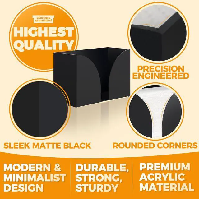 Alt view image 4 of 7 - Multifold Paper Towel Dispenser Countertop - Matte Black Paper Towel Holder Bathroom, Durable Acrylic Napkin Holder for Bathroom, Kitchen, Office & Restaurant, 10.75 x 6.5 x 4 Inches