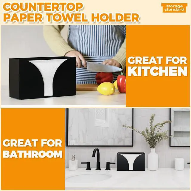 Alt view image 6 of 7 - Multifold Paper Towel Dispenser Countertop - Matte Black Paper Towel Holder Bathroom, Durable Acrylic Napkin Holder for Bathroom, Kitchen, Office & Restaurant, 10.75 x 6.5 x 4 Inches