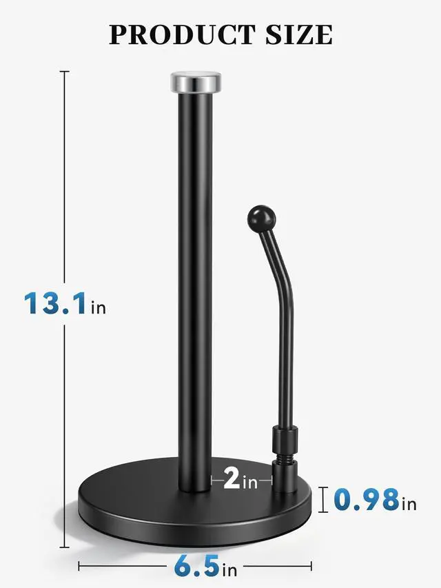 Alt view image 5 of 7 - Paper Towel Holder Countertop, Non-Slip Weighted Base, Black