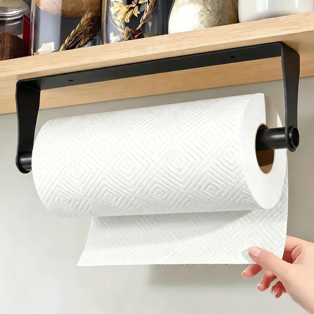 Main image of Under Cabinet Paper Towel Holder Stainless SteelBlack Wall Mount & Under Counter Kitchen Roll Dispenser for Bathroom,RV,Garage,WorkshopSpace Saving Paper Towel Rack