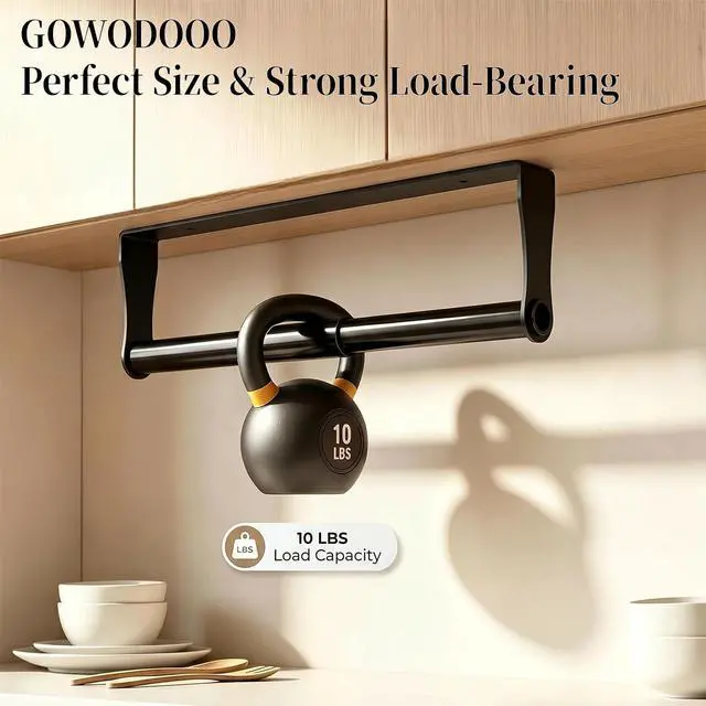 Alt view image 3 of 7 - Under Cabinet Paper Towel Holder Stainless SteelBlack Wall Mount & Under Counter Kitchen Roll Dispenser for Bathroom,RV,Garage,WorkshopSpace Saving Paper Towel Rack