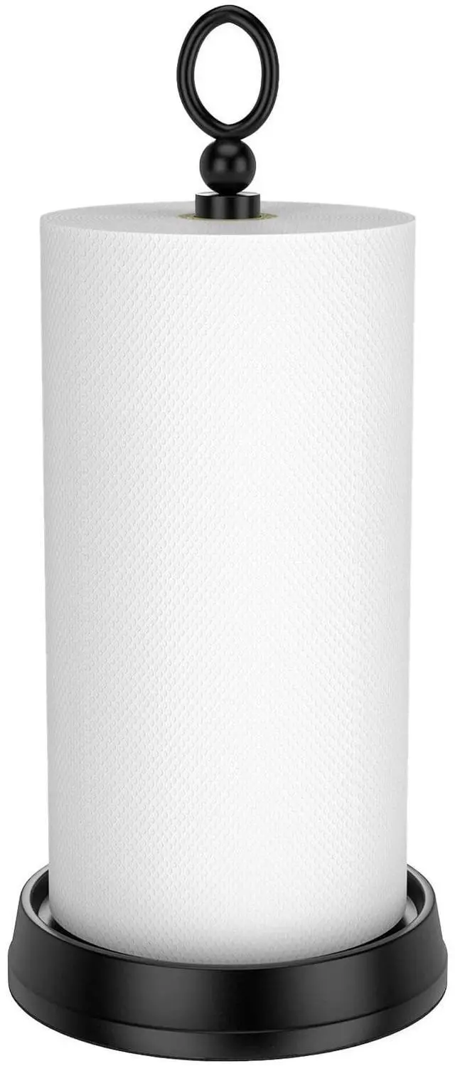 Main image of Paper Towel Holder (with Heavy Weighted Base) Steel Paper Holder countertopBlack Paper Towel Holder for Kitchen Countertops, Bars & Dining Tables,Fits Standard & Jumbo Rolls, Matte Black