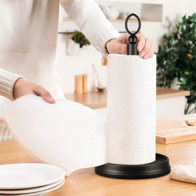 Alt view image 5 of 7 - Paper Towel Holder (with Heavy Weighted Base) Steel Paper Holder countertopBlack Paper Towel Holder for Kitchen Countertops, Bars & Dining Tables,Fits Standard & Jumbo Rolls, Matte Black