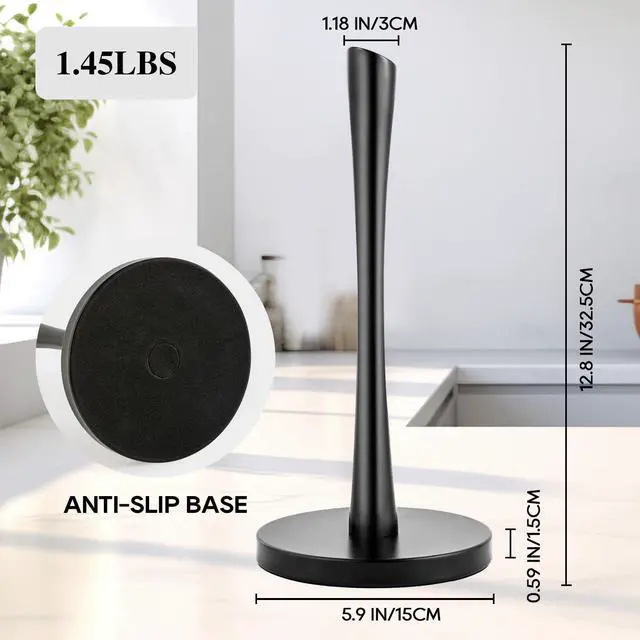 Alt view image 3 of 7 - Stainless Steel Paper Towel Holder, Kitchen Countertop Stand Black