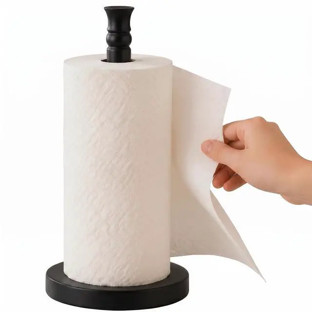 Main image of Black Paper Towel Holder Countertop, Stainless Steel Heavy Weighted Base (2LBS in Weight, and 6.7inch in Diameter), Ripping Paper Towel Off One-Handed, No Wobbly (Black Matte)