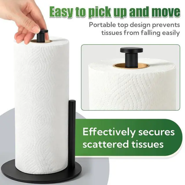 Alt view image 4 of 7 - Paper Towel Holder, 2 Pack Countertop Paper Towel Holders, Saving, Standing Paper Roll Holder with Anti Slip Weighted Base, Sturdy Stainless Steel with Non-Slip Base, for Kitchen Bathroom