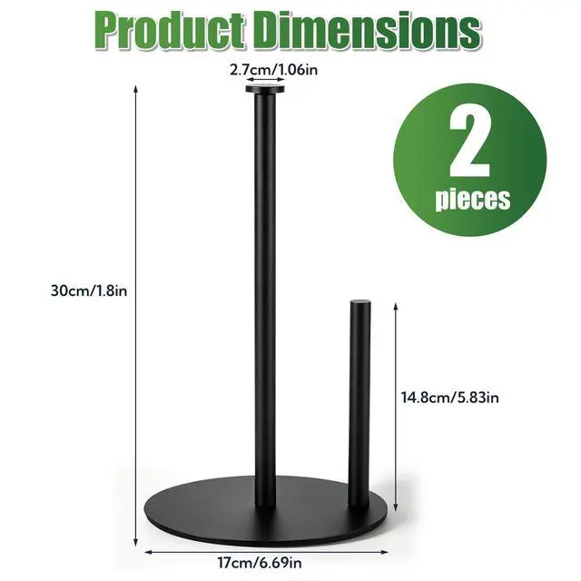 Alt view image 6 of 7 - Paper Towel Holder, 2 Pack Countertop Paper Towel Holders, Saving, Standing Paper Roll Holder with Anti Slip Weighted Base, Sturdy Stainless Steel with Non-Slip Base, for Kitchen Bathroom