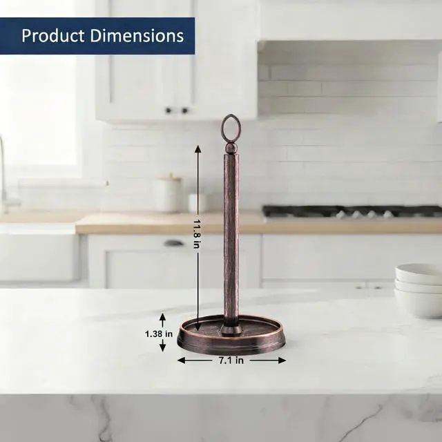 Alt view image 4 of 6 - Paper Towel Holder Steel Paper Holder countertopBlack Paper Towel Holder for Kitchen Countertops, Bars & Dining Tables,Fits Standard & Jumbo Rolls, Oil Rubbed Bronze