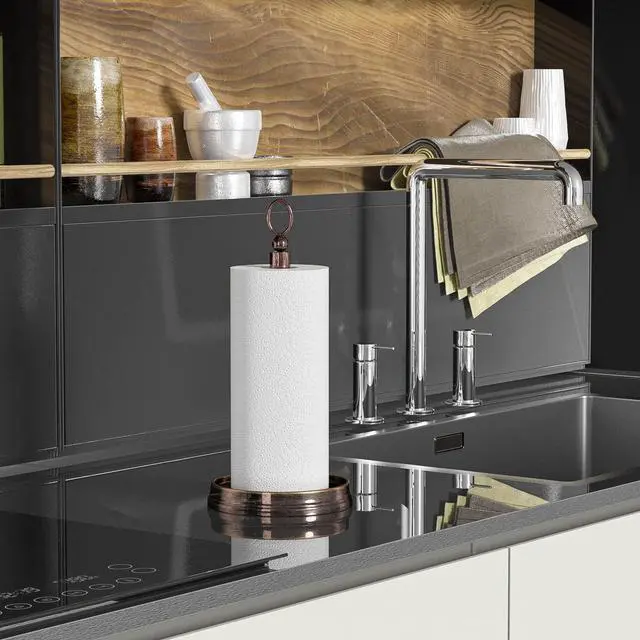 Alt view image 6 of 6 - Paper Towel Holder Steel Paper Holder countertopBlack Paper Towel Holder for Kitchen Countertops, Bars & Dining Tables,Fits Standard & Jumbo Rolls, Oil Rubbed Bronze