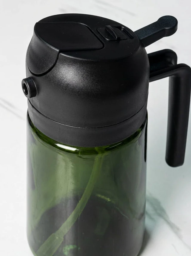 Alt view image 3 of 7 - 16oz/470ml Olive Oil Sprayer & Dispenser 2in1 Dark Glass Olive Oil Mister Bottle for Cooking, Air Fryer & BBQ Fine Mist FoodGrade Oil Sprayer with Pour Spout